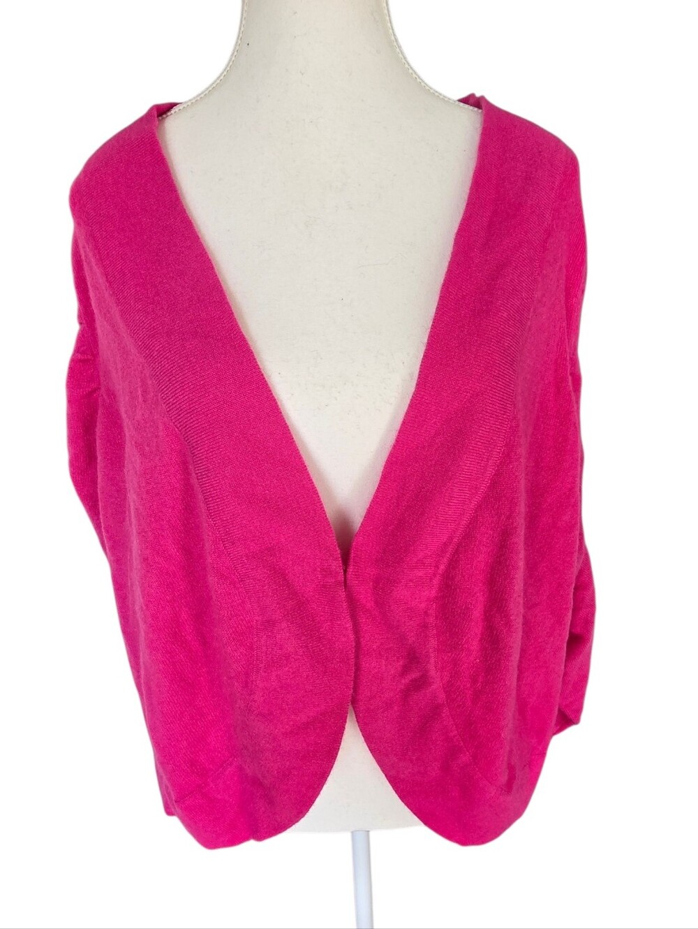 NWT Precious Fibers 100% Cashmere Bolero Shrug Front Clasp Hot Fuschia Cardigan